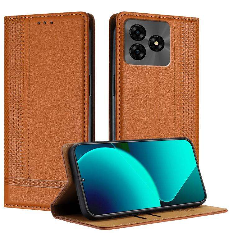 For Umidigi G5 Stitching Design Scratch-Resistant Vegan Leather Phone Case(Brown)