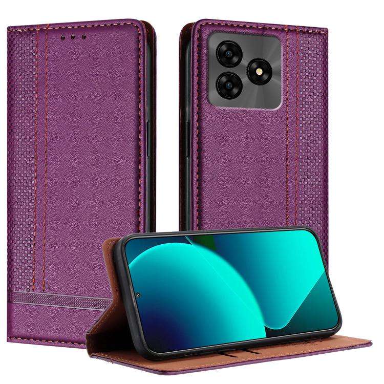 For Umidigi G5 Stitching Design Scratch-Resistant Vegan Leather Phone Case(Purple)