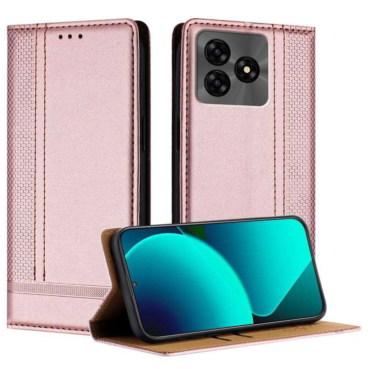 For Umidigi G5 Stitching Design Scratch-Resistant Vegan Leather Phone Case(Rose Gold)