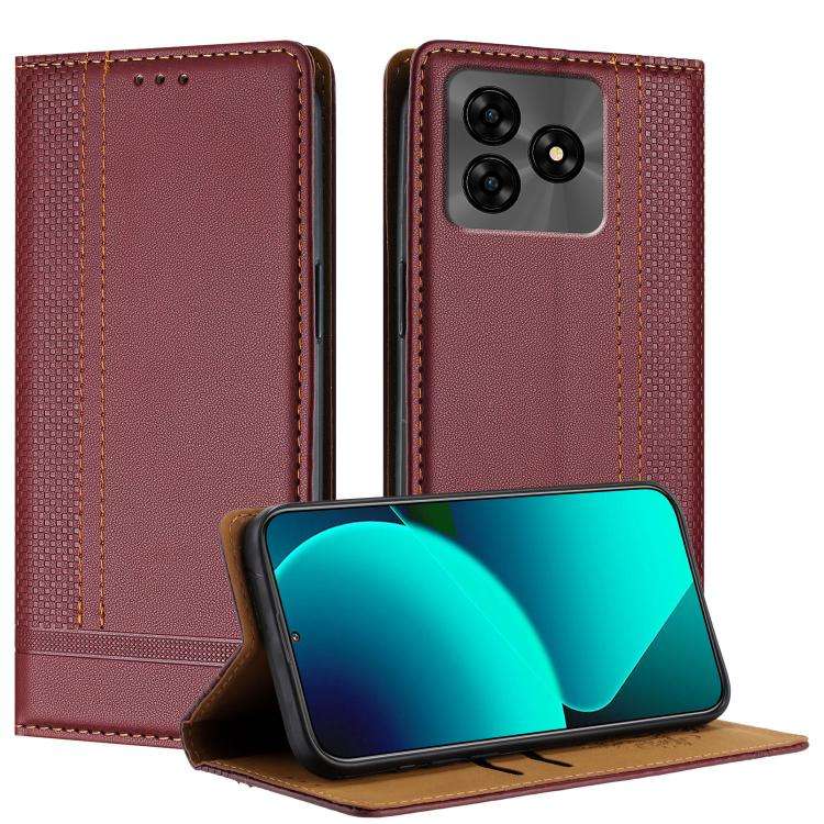 For Umidigi G5 Stitching Design Scratch-Resistant Vegan Leather Phone Case(Wine Red)