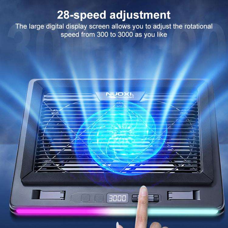 NUOXI C600 Colorful RGB Laptop Cooler Support 8-Level Adjustable Height, Specification:Single Fan...