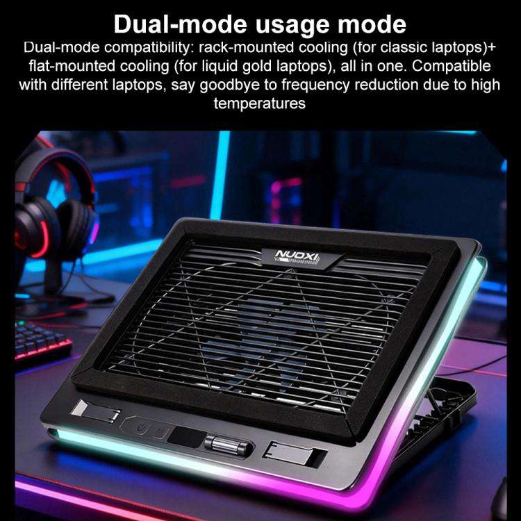 NUOXI C600 Colorful RGB Laptop Cooler Support 8-Level Adjustable Height, Specification:Single Fan...