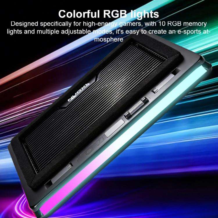 NUOXI C600 Colorful RGB Laptop Cooler Support 8-Level Adjustable Height, Specification:Dual Fans(...