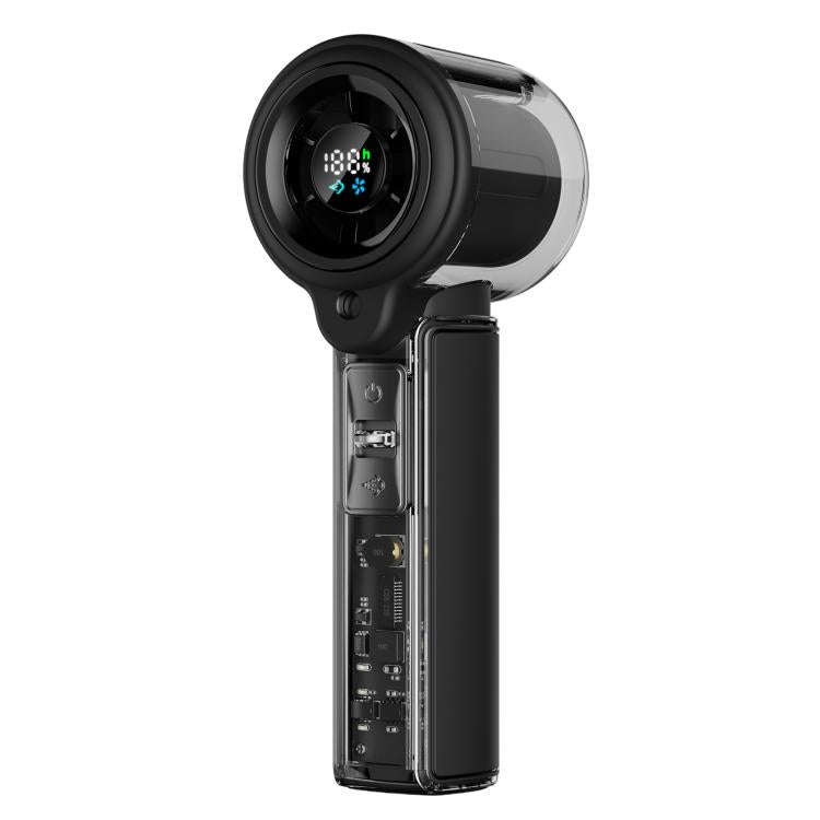 F5 High-Speed Handheld Spray Cooling Fan with LED Display(Black)