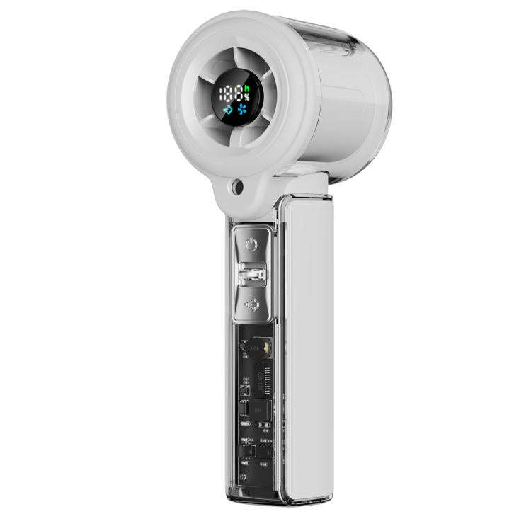 F5 High-Speed Handheld Spray Cooling Fan with LED Display(White)
