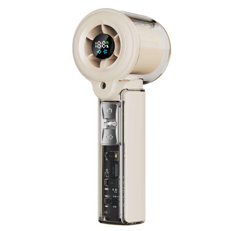 F5 High-Speed Handheld Spray Cooling Fan with LED Display(Beige)