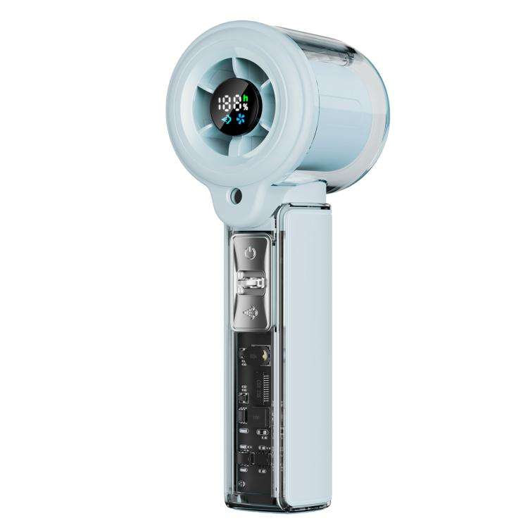 F5 High-Speed Handheld Spray Cooling Fan with LED Display(Blue)