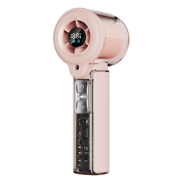 F5 High-Speed Handheld Spray Cooling Fan with LED Display(Pink)