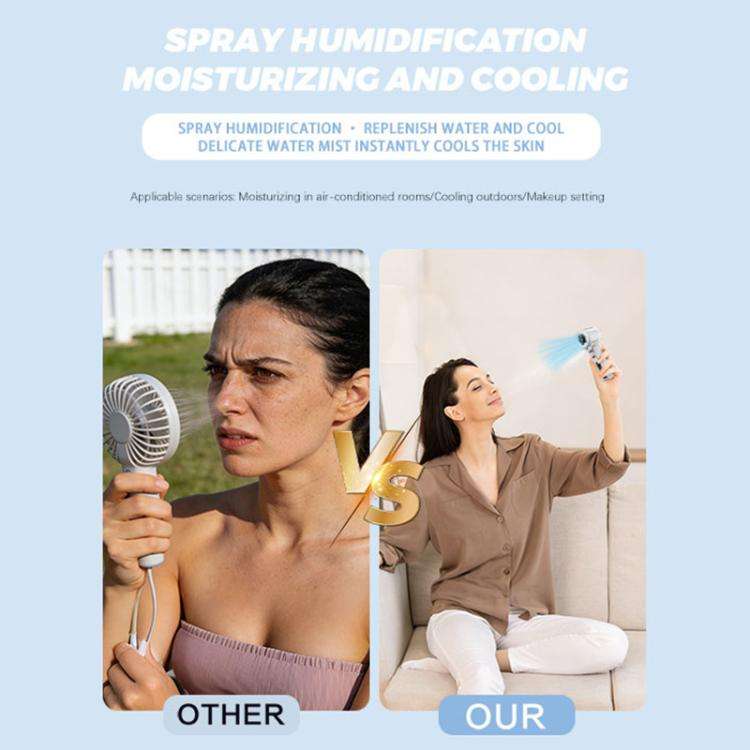 F5 High-Speed Handheld Spray Cooling Fan with LED Display(White)