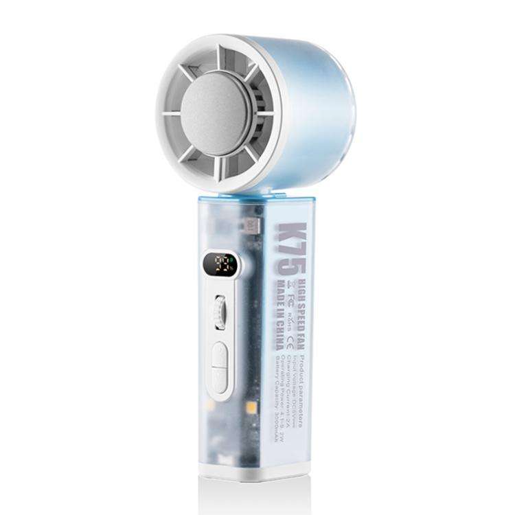 K75 Auto-Oscillating Handheld Cooling Fan with LED(Blue)