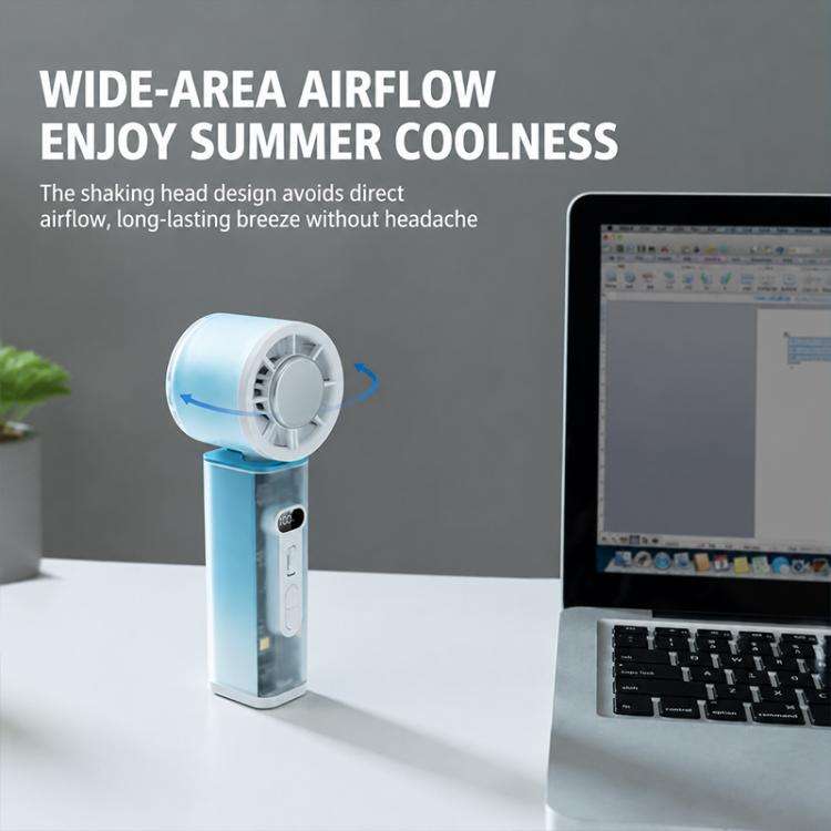 K75 Auto-Oscillating Handheld Cooling Fan with LED(Blue)