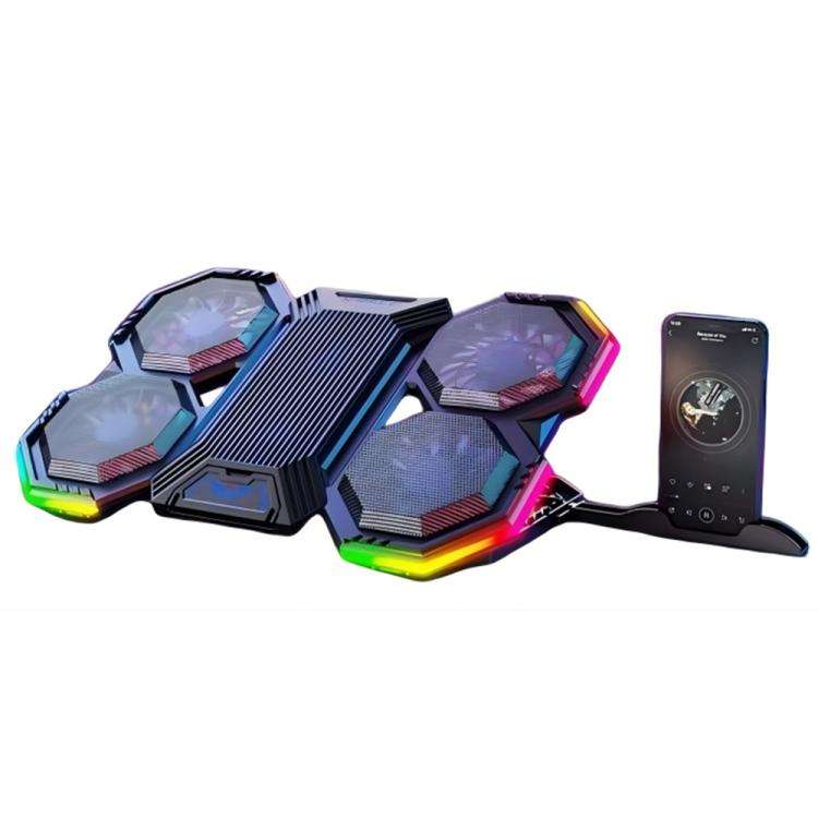 NUOXI F32 6-Level Height Adjustable RGB Laptop Cooler, Style:With Semiconductor Cooling