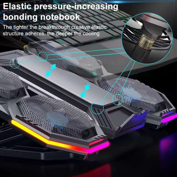 NUOXI F32 6-Level Height Adjustable RGB Laptop Cooler, Style:With Semiconductor Cooling