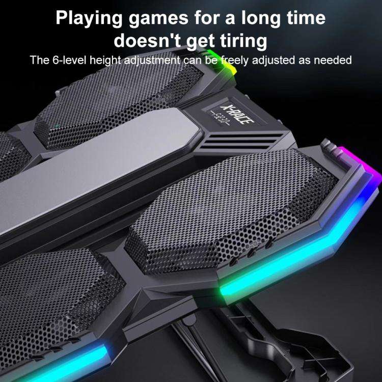 NUOXI F32 6-Level Height Adjustable RGB Laptop Cooler, Style:With Semiconductor Cooling