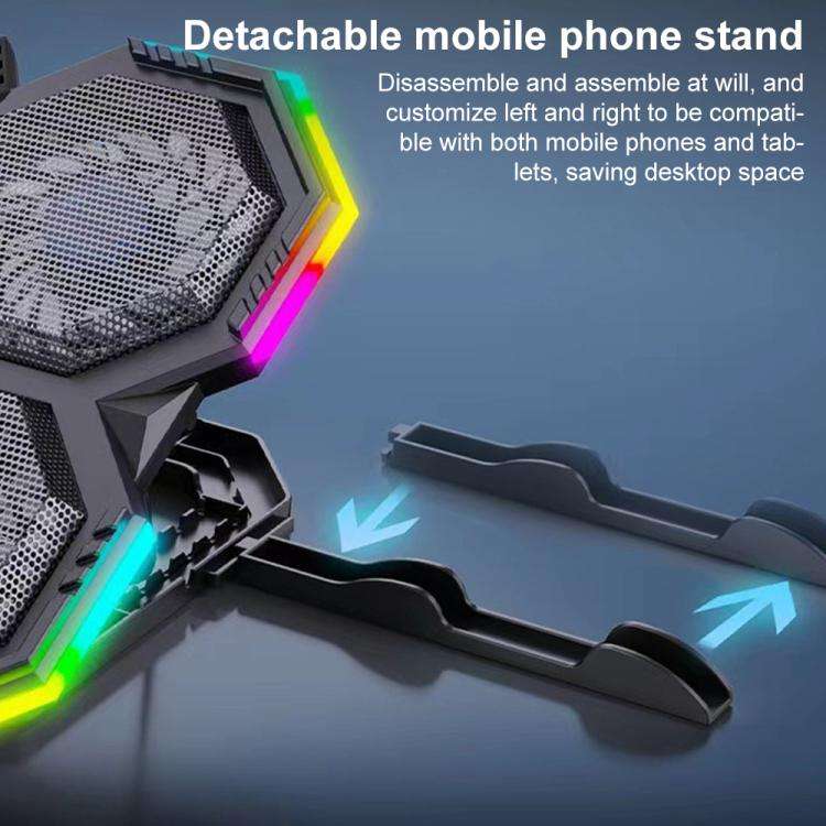 NUOXI F32 6-Level Height Adjustable RGB Laptop Cooler, Style:With Semiconductor Cooling