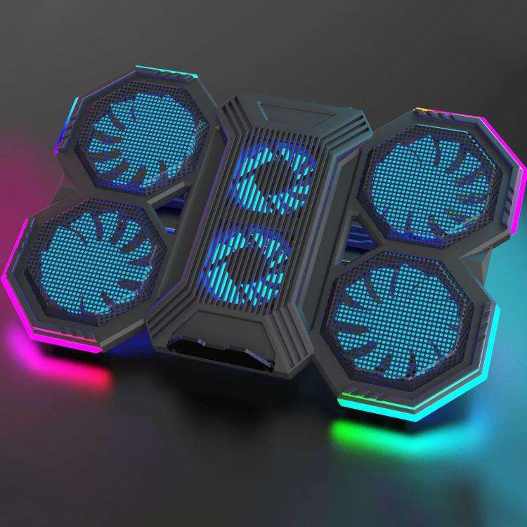 NUOXI F32 6-Level Height Adjustable RGB Laptop Cooler, Style:Without Semiconductor Cooling