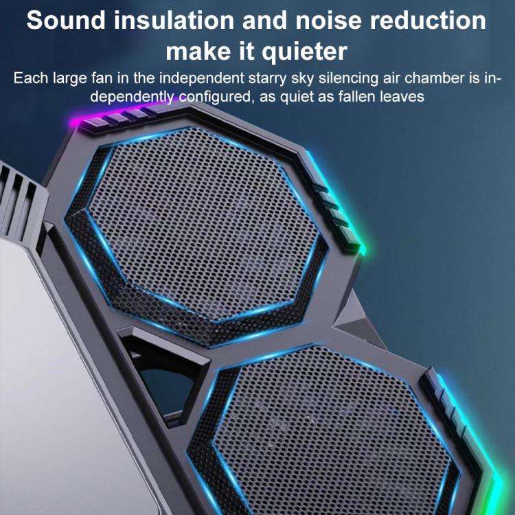 NUOXI F32 6-Level Height Adjustable RGB Laptop Cooler, Style:Without Semiconductor Cooling