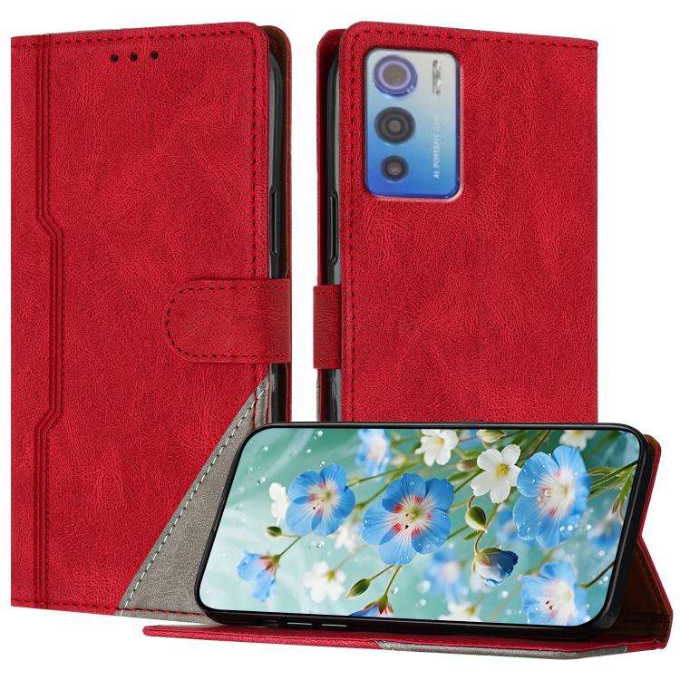 For DOOGEE N60 Pro Color Matching Buckle Clasp Vegan Leather Phone Case(Red)