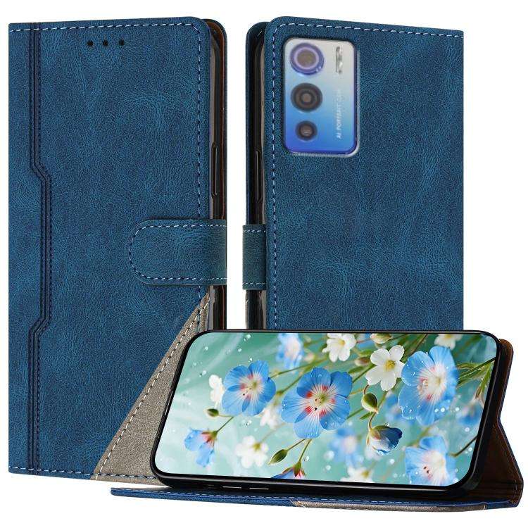 For DOOGEE N60 Pro Color Matching Buckle Clasp Vegan Leather Phone Case(Blue)