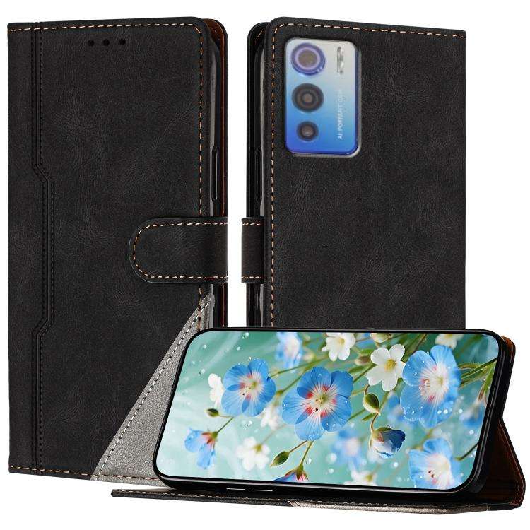 For DOOGEE N60 Pro Color Matching Buckle Clasp Vegan Leather Phone Case(Black)