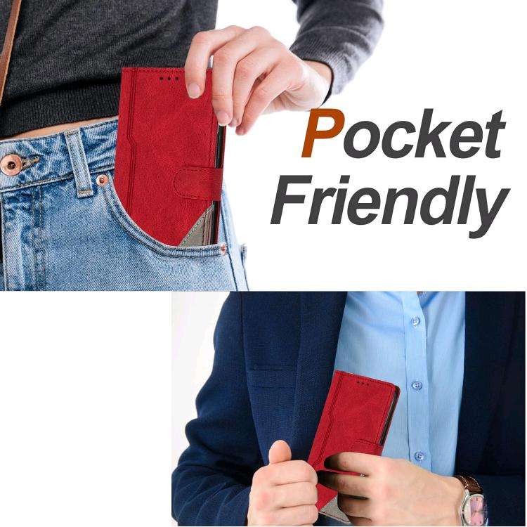For DOOGEE Note 58 / 58 Pro Color Matching Buckle Clasp Vegan Leather Phone Case(Red)