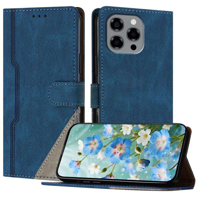 For DOOGEE Note 58 / 58 Pro Color Matching Buckle Clasp Vegan Leather Phone Case(Blue)