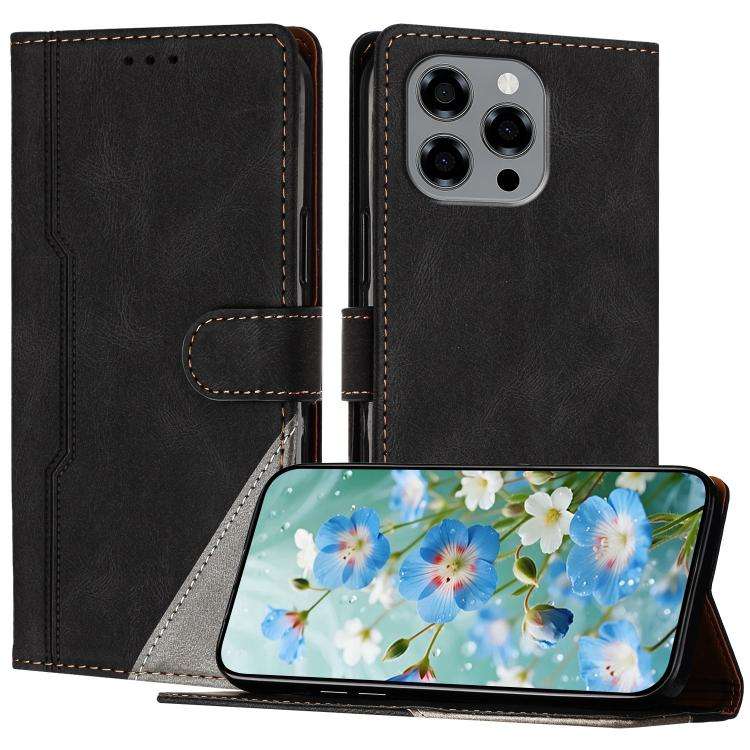 For DOOGEE Note 58 / 58 Pro Color Matching Buckle Clasp Vegan Leather Phone Case(Black)