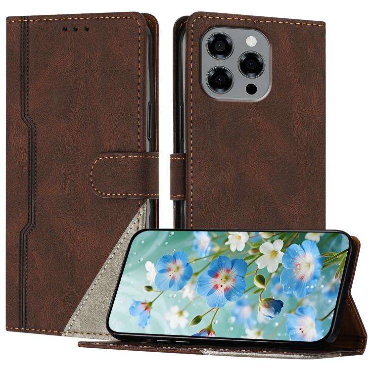 For DOOGEE Note 58 / 58 Pro Color Matching Buckle Clasp Vegan Leather Phone Case(Brown)