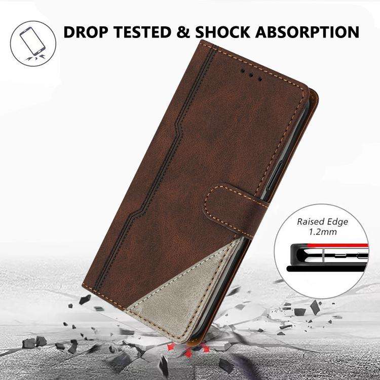 For DOOGEE Note 58 / 58 Pro Color Matching Buckle Clasp Vegan Leather Phone Case(Brown)
