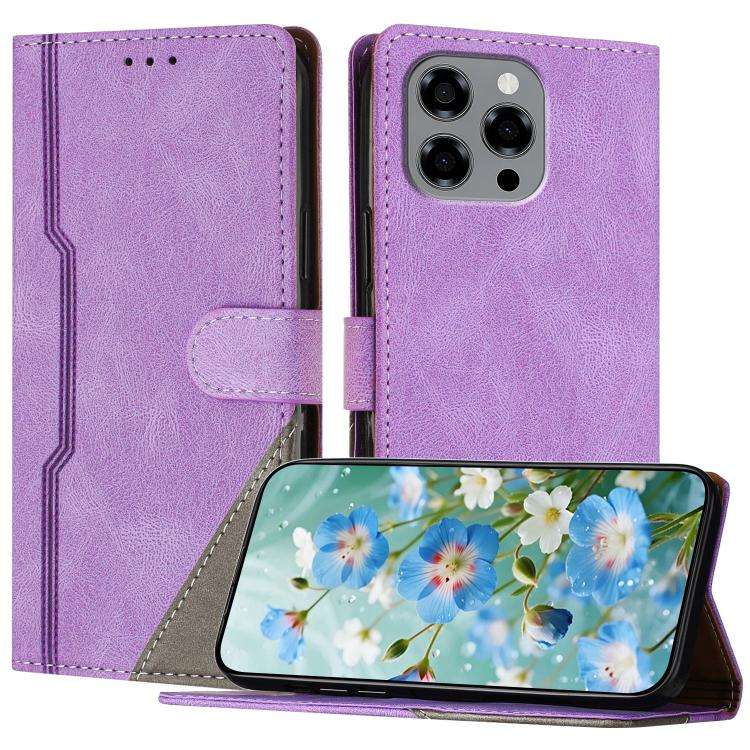For DOOGEE Note 58 / 58 Pro Color Matching Buckle Clasp Vegan Leather Phone Case(Purple)