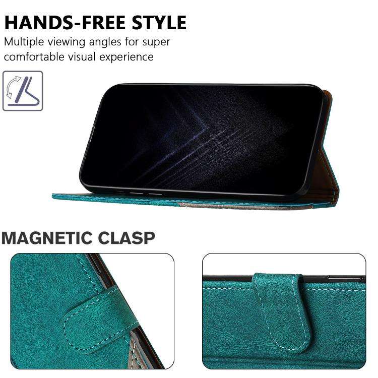 For DOOGEE Note 59 5G / 59 Pro Color Matching Buckle Clasp Vegan Leather Phone Case(Green)