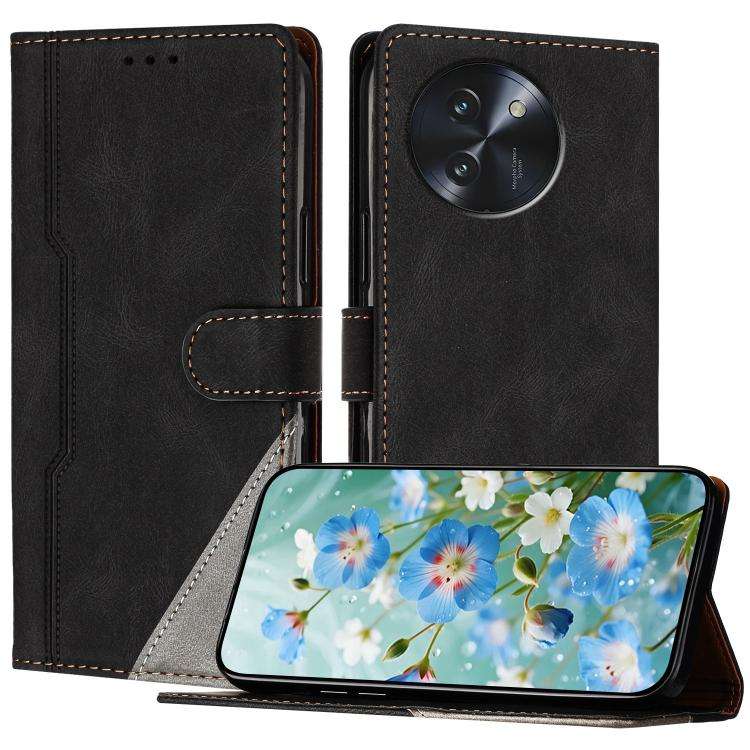 For DOOGEE Note 59 5G / 59 Pro Color Matching Buckle Clasp Vegan Leather Phone Case(Black)