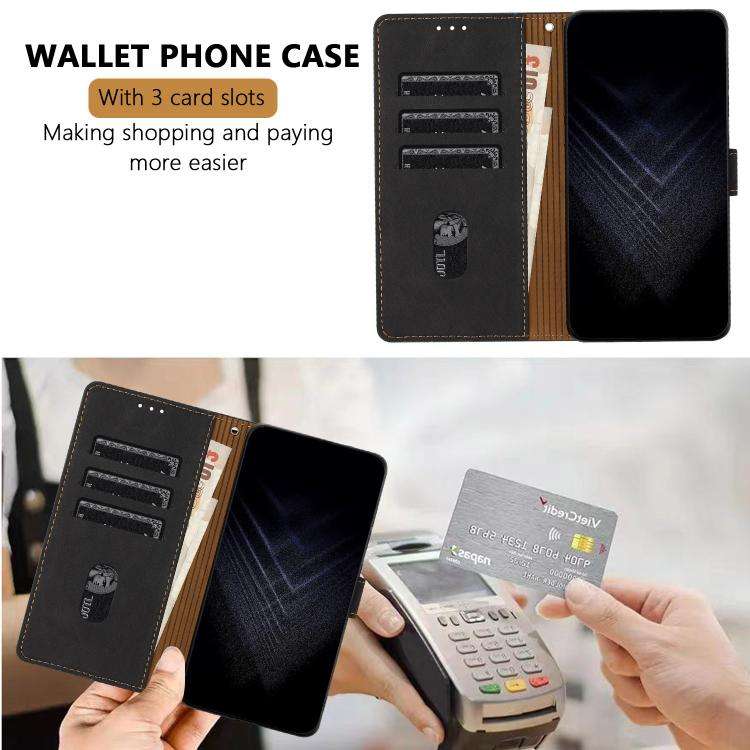 For DOOGEE Note 59 5G / 59 Pro Color Matching Buckle Clasp Vegan Leather Phone Case(Black)