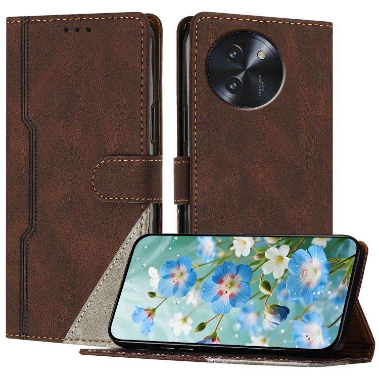For DOOGEE Note 59 5G / 59 Pro Color Matching Buckle Clasp Vegan Leather Phone Case(Brown)