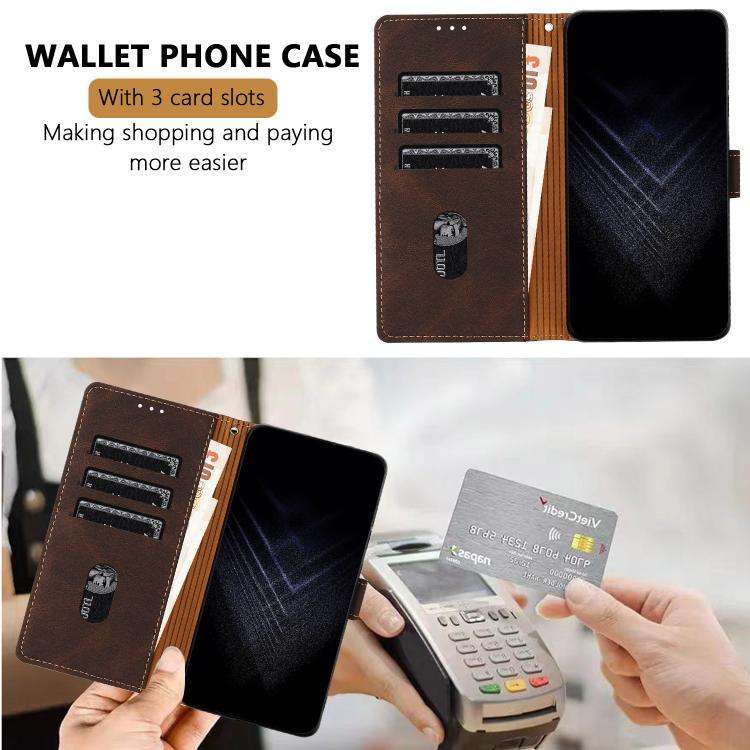 For DOOGEE Note 59 5G / 59 Pro Color Matching Buckle Clasp Vegan Leather Phone Case(Brown)