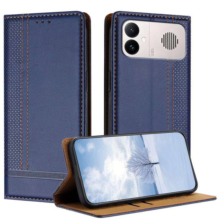 For Redmi K90 Max 5G Stitching Design Scratch-Resistant Vegan Leather Phone Case(Blue)