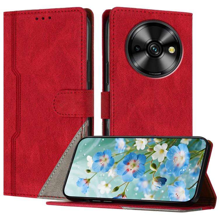 For Oukitel C59 Pro Color Matching Buckle Clasp Vegan Leather Phone Case(Red)