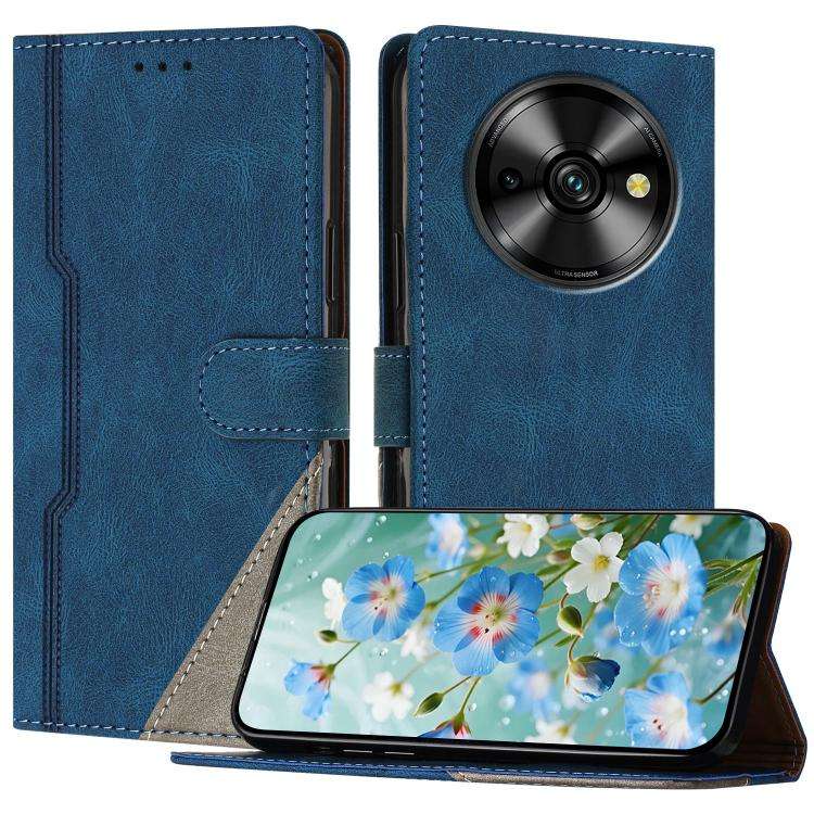 For Oukitel C59 Pro Color Matching Buckle Clasp Vegan Leather Phone Case(Blue)