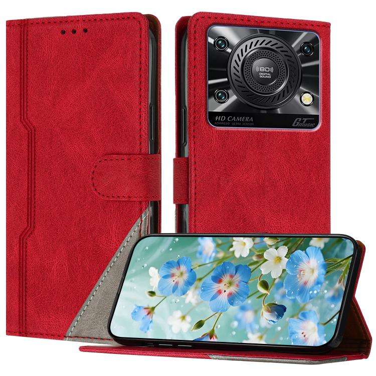For Oukitel C60 / C60 Pro Color Matching Buckle Clasp Vegan Leather Phone Case(Red)
