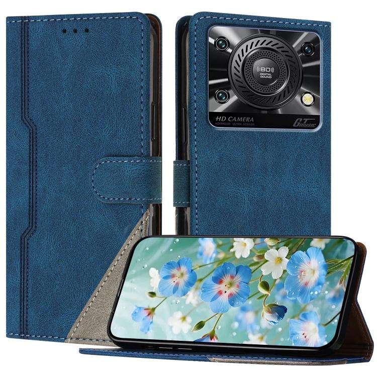 For Oukitel C60 / C60 Pro Color Matching Buckle Clasp Vegan Leather Phone Case(Blue)