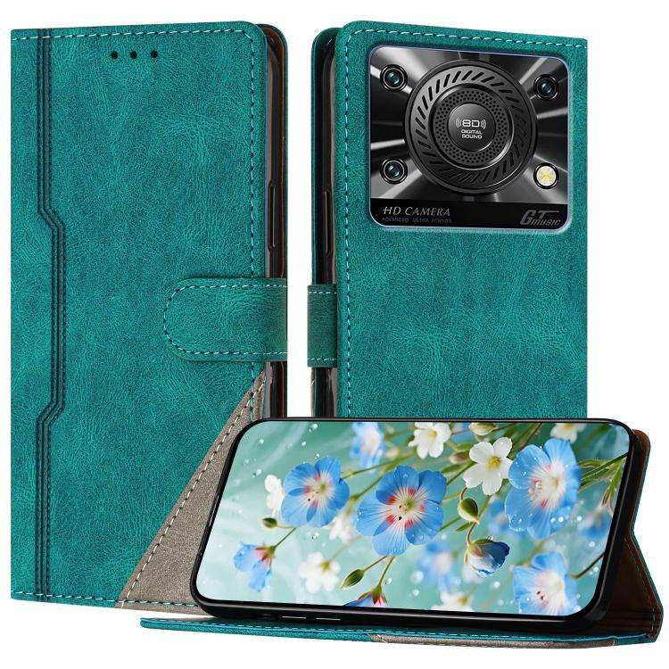 For Oukitel C60 / C60 Pro Color Matching Buckle Clasp Vegan Leather Phone Case(Green)