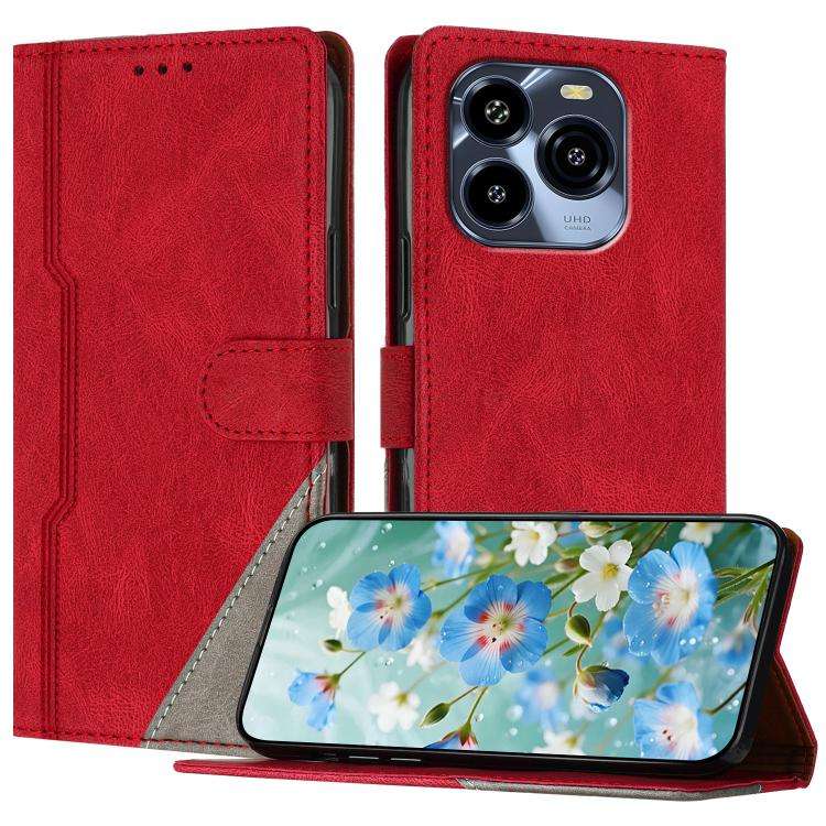 For Oukitel C65 / C65 Pro Color Matching Buckle Clasp Vegan Leather Phone Case(Red)
