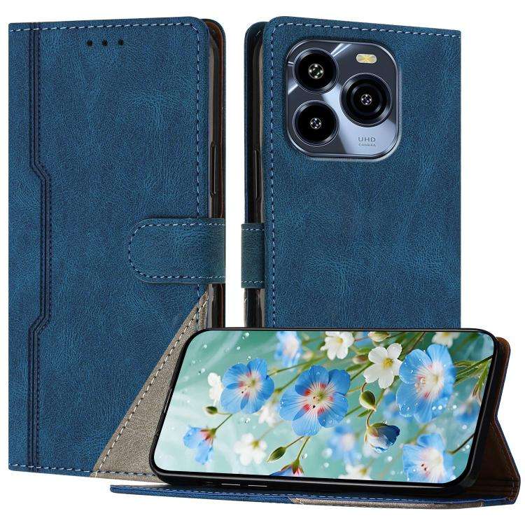 For Oukitel C65 / C65 Pro Color Matching Buckle Clasp Vegan Leather Phone Case(Blue)