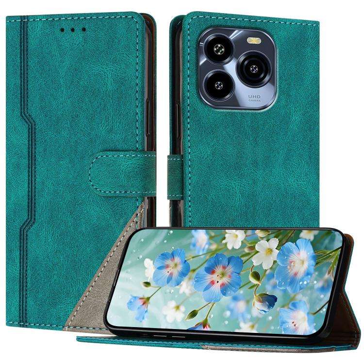 For Oukitel C65 / C65 Pro Color Matching Buckle Clasp Vegan Leather Phone Case(Green)