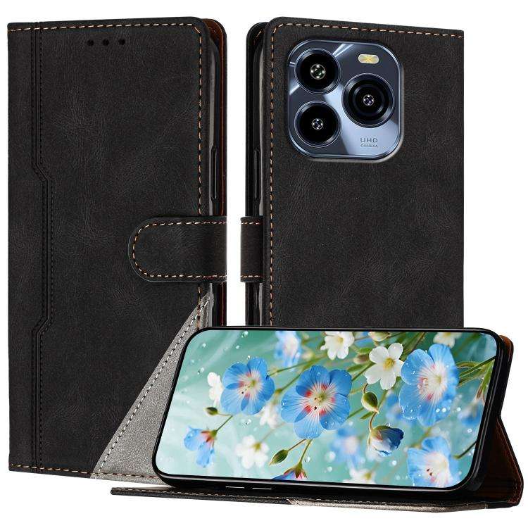 For Oukitel C65 / C65 Pro Color Matching Buckle Clasp Vegan Leather Phone Case(Black)