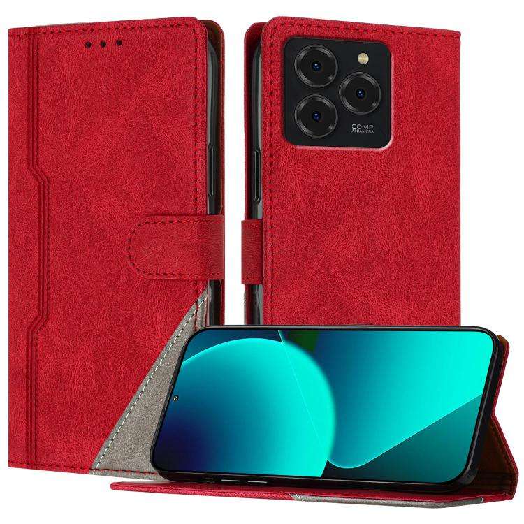 For Ulefone Note 20 Pro Color Matching Buckle Clasp Vegan Leather Phone Case(Red)