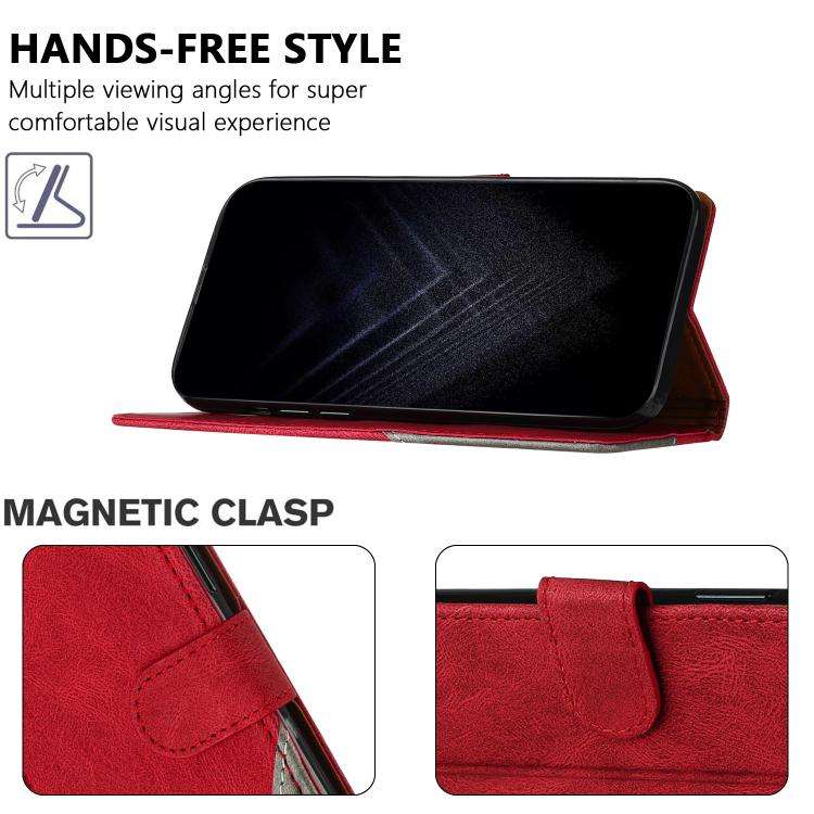 For Ulefone Note 20 Pro Color Matching Buckle Clasp Vegan Leather Phone Case(Red)