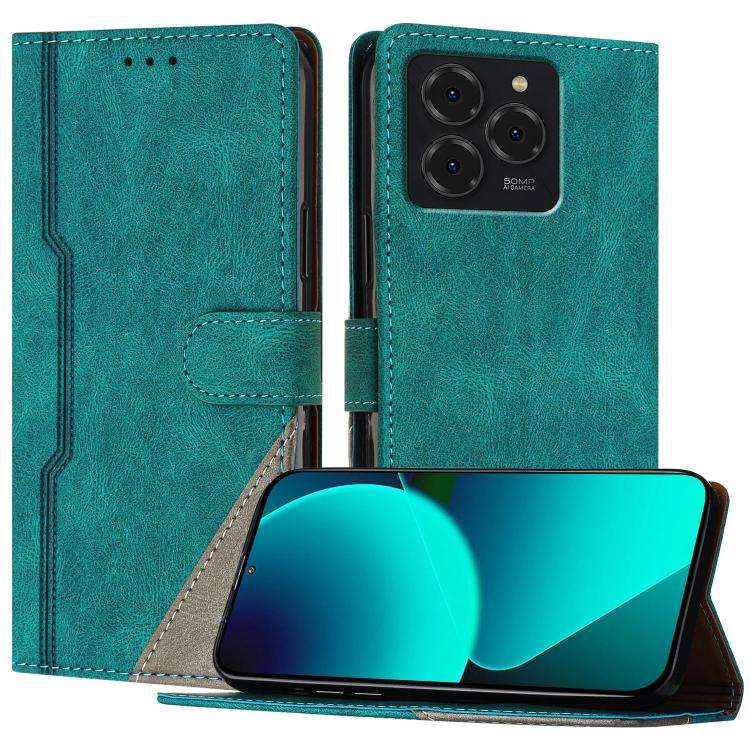 For Ulefone Note 20 Pro Color Matching Buckle Clasp Vegan Leather Phone Case(Green)