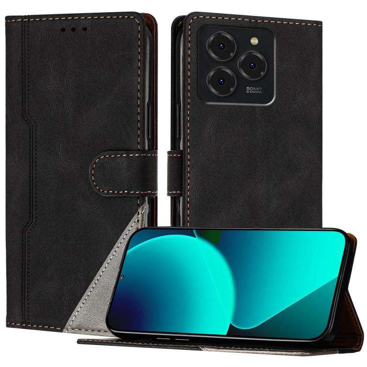 For Ulefone Note 20 Pro Color Matching Buckle Clasp Vegan Leather Phone Case(Black)