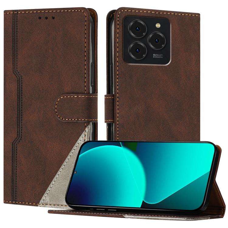 For Ulefone Note 20 Pro Color Matching Buckle Clasp Vegan Leather Phone Case(Brown)
